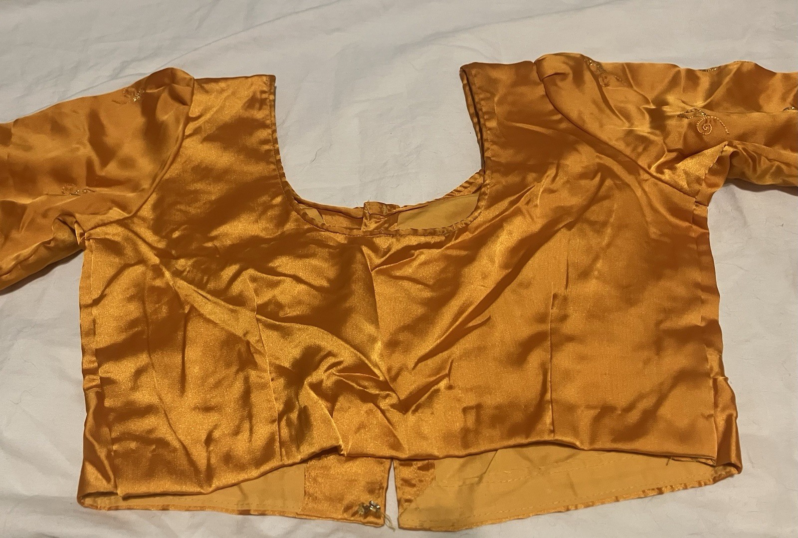 $15 Sari Sale Curry Spice Satin Saree W/Blouse Bust 32″ Elegant Bollywood Fabric