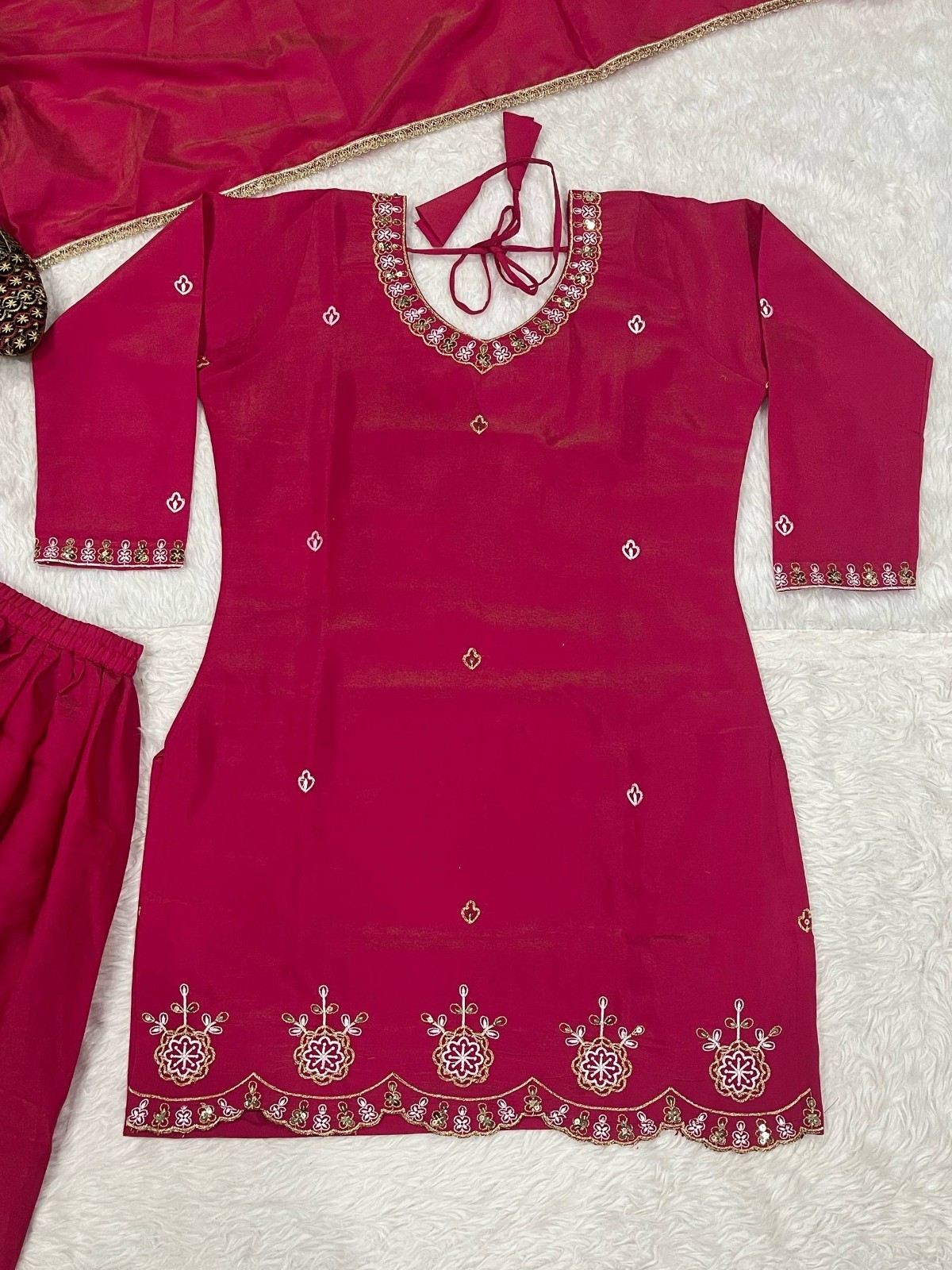 New Latest Heavy Simmer Silk Pink Top Palazzo With Dupatta For Wedding Wear