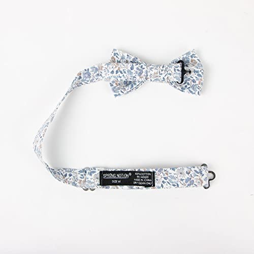 Boy’s Cotton Floral Print Pre-tied Bow Ties Small 67-steel Blue