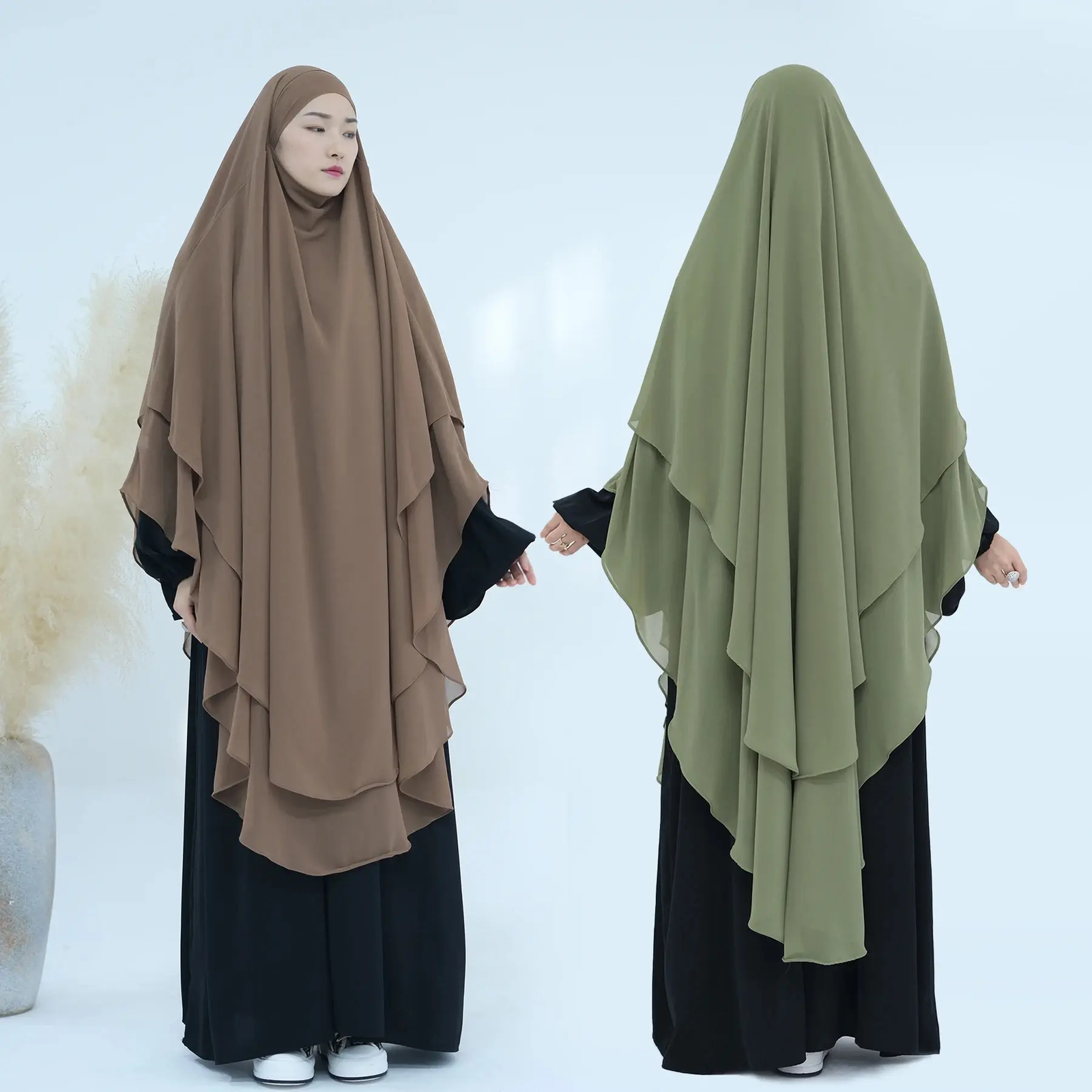 Modest Muslim Women Chiffon Khimar Overhead Hijab Prayer Abaya Long Tops Dress