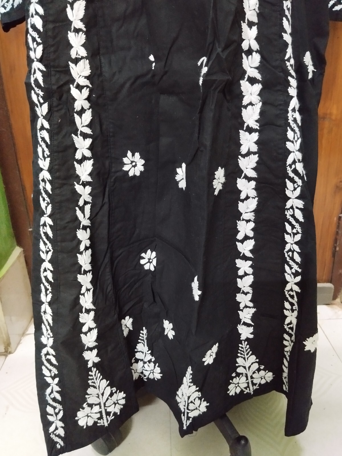 ANARKALI S M L XL 2XL HANDMADE CHIKAN EMBROIDERY ETHNIC 100% COTTON TOP KURTI