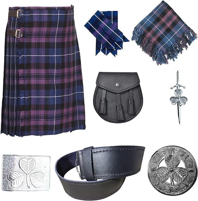 Scottish Traditional 8 Yards Tartan Kilt Outfit for Men (Pride Of Scotland, 46)
