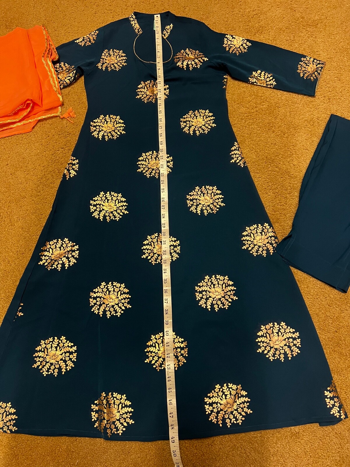 Indian suit for women party wear with pants and dupatta, Blue, Small, NEW