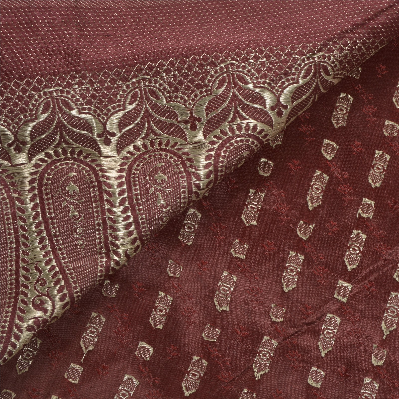 Sanskriti Vintage Red Sarees Pure Satin Zari Hand Woven Banarasi Brocade 4+YD