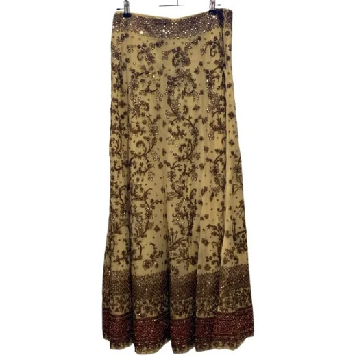 Lehenga Choli Intricate Beadwork Long Flowing Skirt Gorgeous Embroidered Cream
