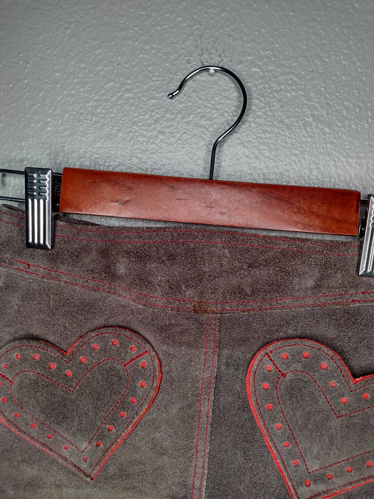 Vintage Girls Leather German Lederhosen Youth Kids Oktoberfest Shorts Heart B