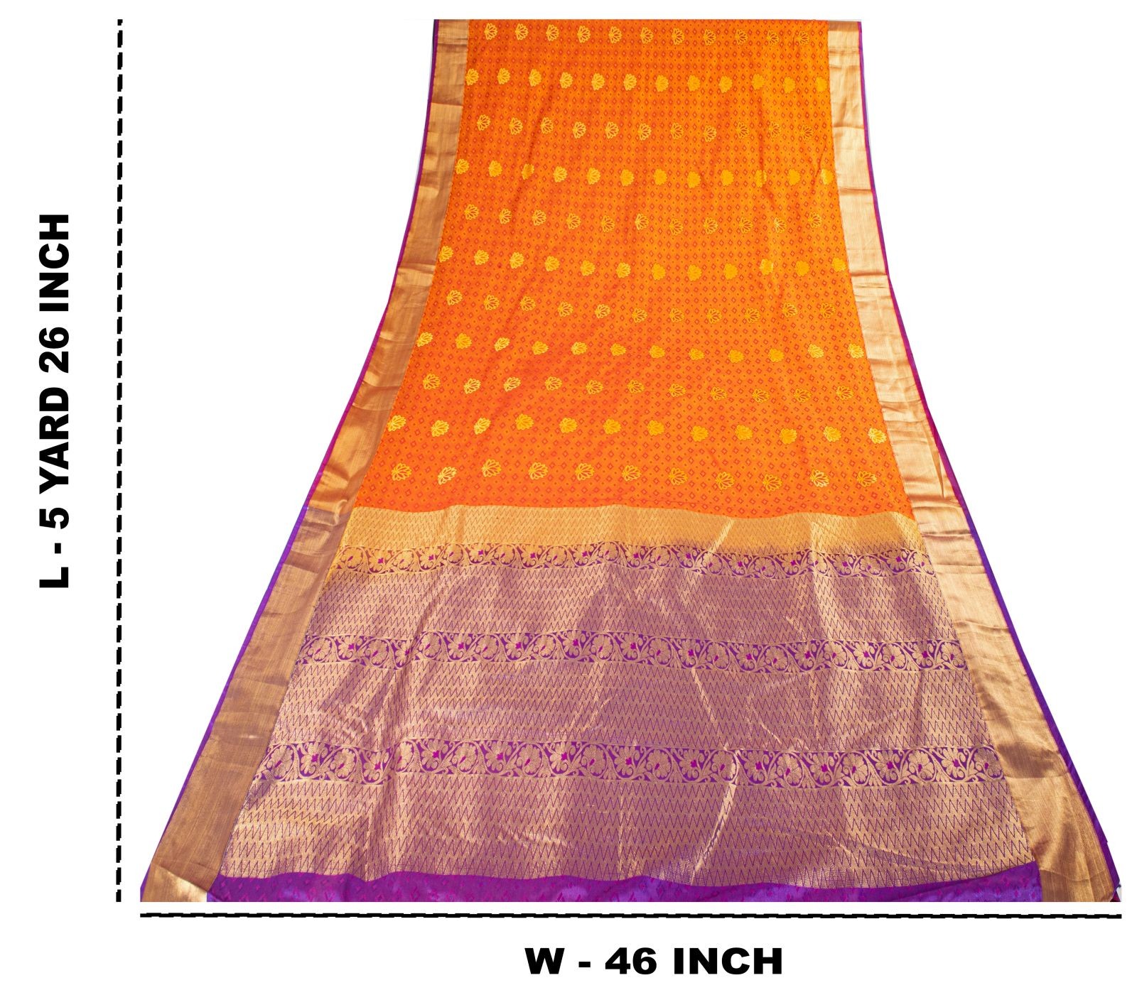 Sanskriti Vintage Saree Orange Art Silk Kanchipuram Brocade Zari Hand Woven Sari