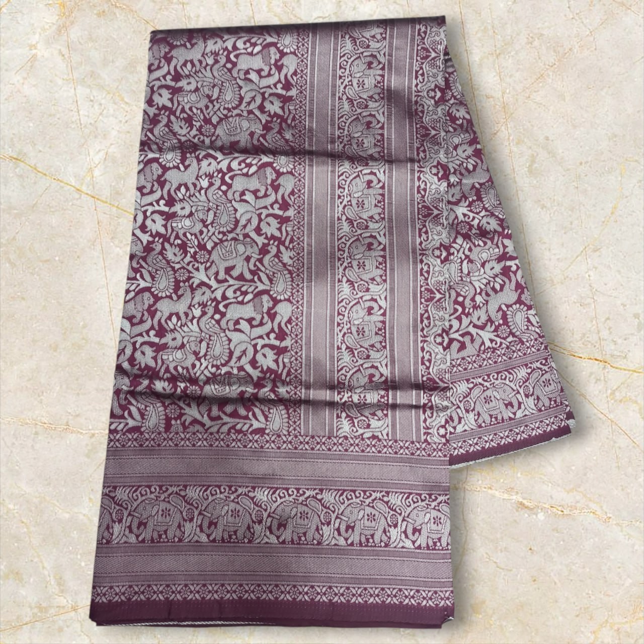 White Lichi Silk Saree with Red Blouse Indian Wedding Jacquard Border Sari