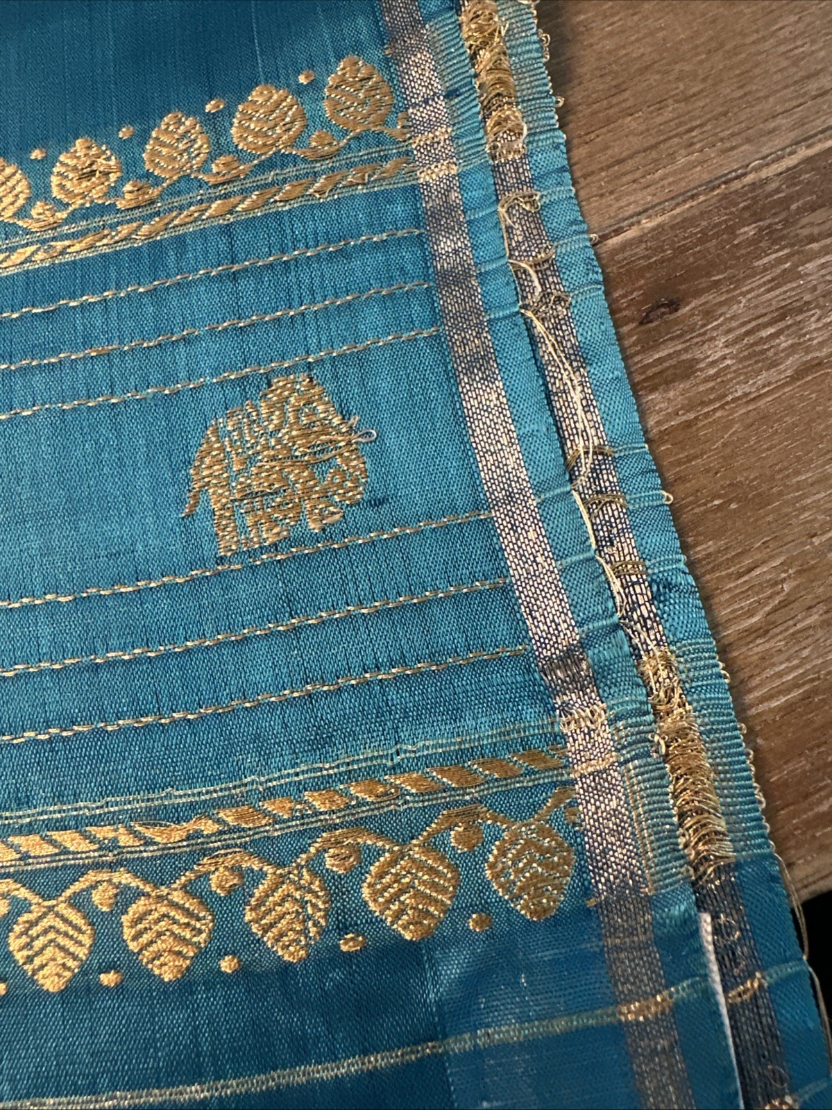 Namaste Vintage Turquoise Scarf 100% Pure Silk 22” By 48”