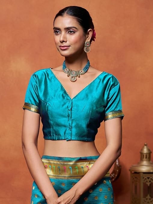 Women’s Silk Blend Woven Paithani saree With Blouse Piece | Wedding Saree