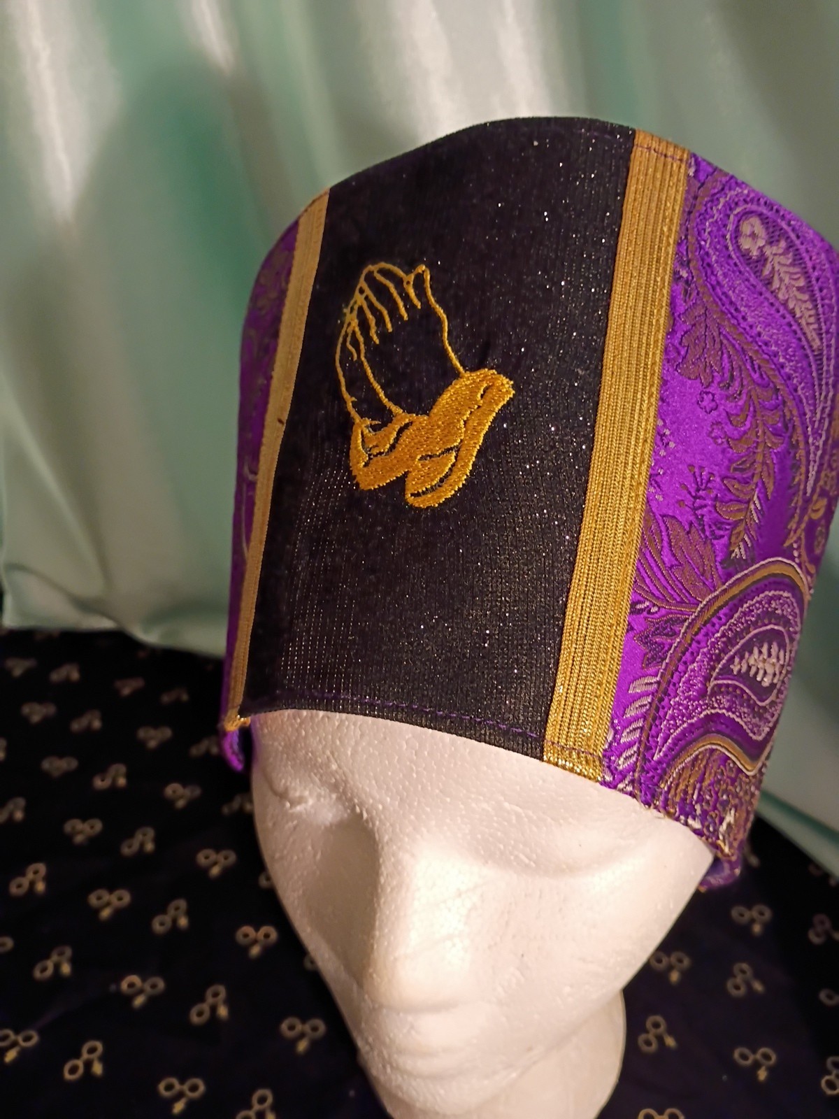 Handmade African Crown Custom To Fit Large Hair Designs. Royal Purple,Black Gold