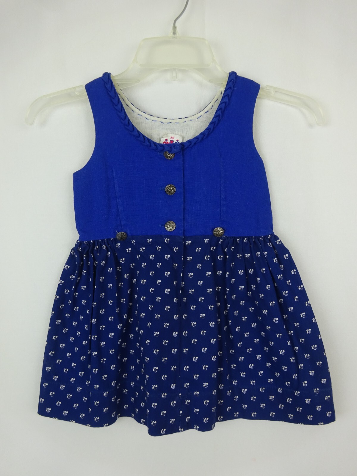 Isola Erzeugnis Osterreich Original Dress / Romper Blue White Floral ~ Toddler