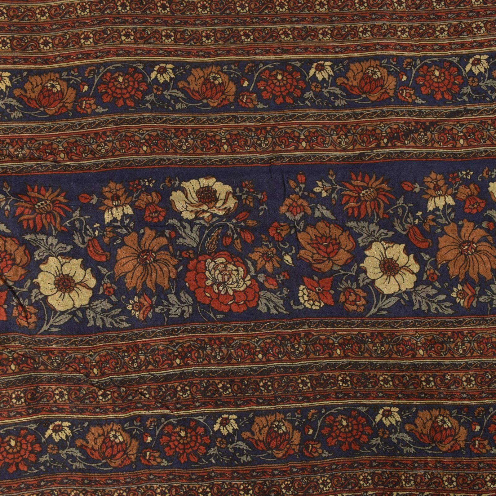 Sanskriti Vintage Soft Blue-Red Pure Silk Sari Floral Digital Print Saree 5.5Yd