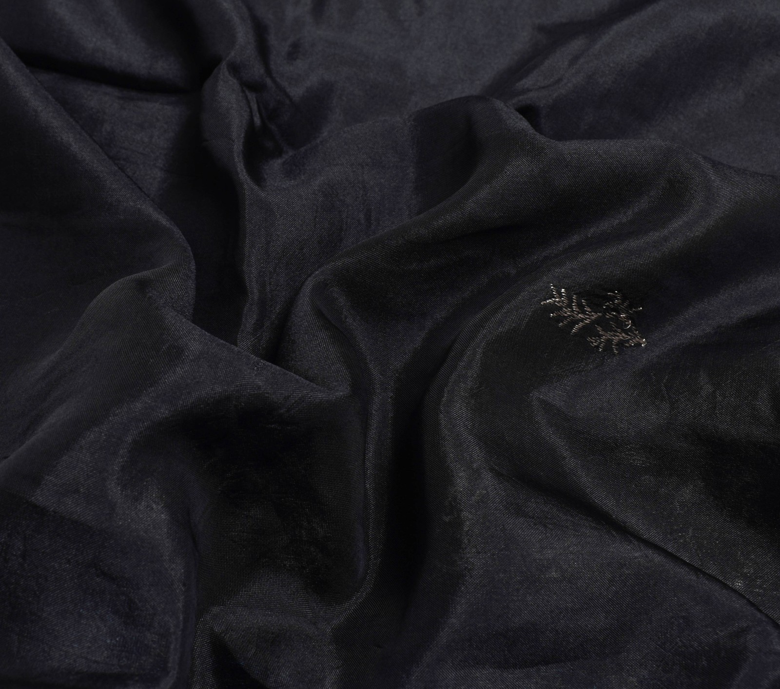 Sushila Vintage Black Zari Brocade Saree 100% Pure Silk Soft Floral Sari Fabric