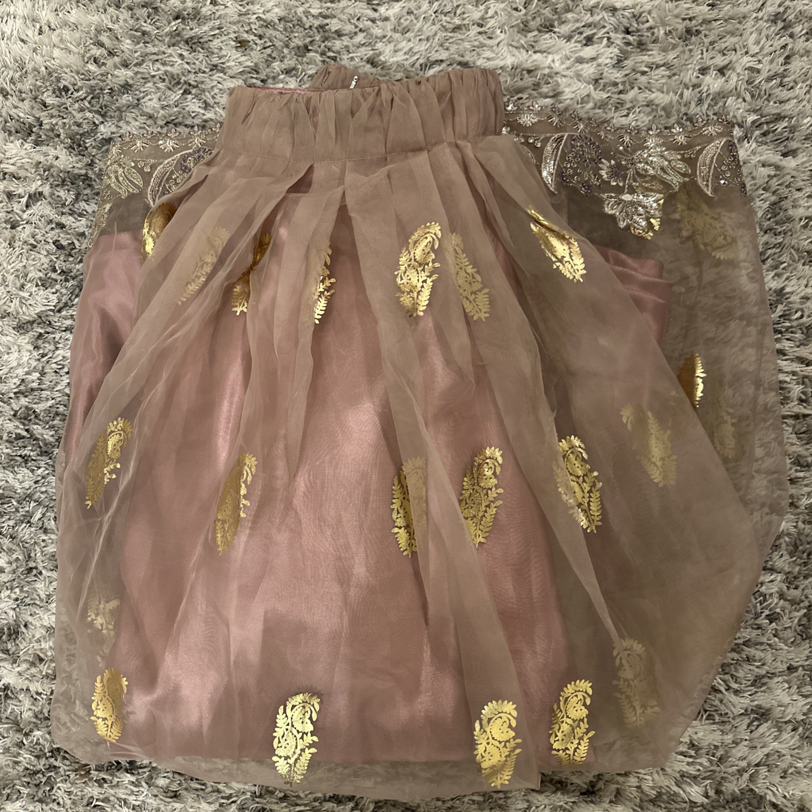 Indian Pakistani Lengha Waist 42/41 Organza With Inner Hook