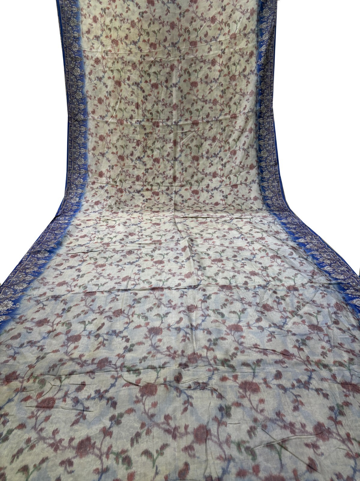 Vintage Tussar Silk Saree, Upcycled Printed Tussah Silk DIY Fabric TS1097