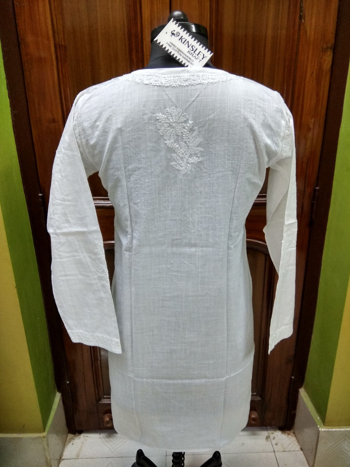 XS 36 XL 44 TUNIC KURTA 100% COTTON TOP HANDMADE ETHNIC CHIKAN EMBROIDERY KURTI