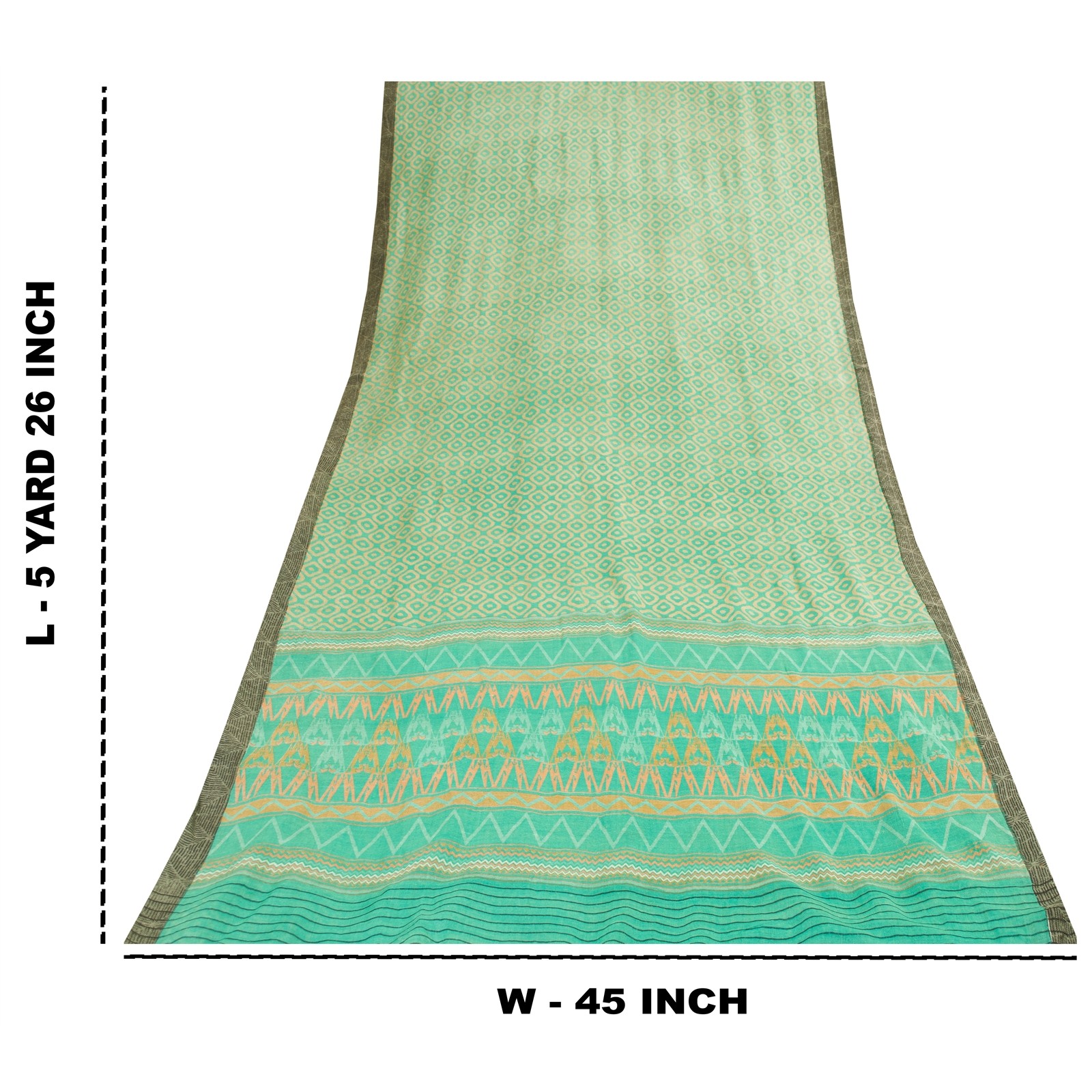 Sanskriti Vintage Blue Sarees 100%Pure Woolen Print 5+Yd Sustainable Fabric Sari
