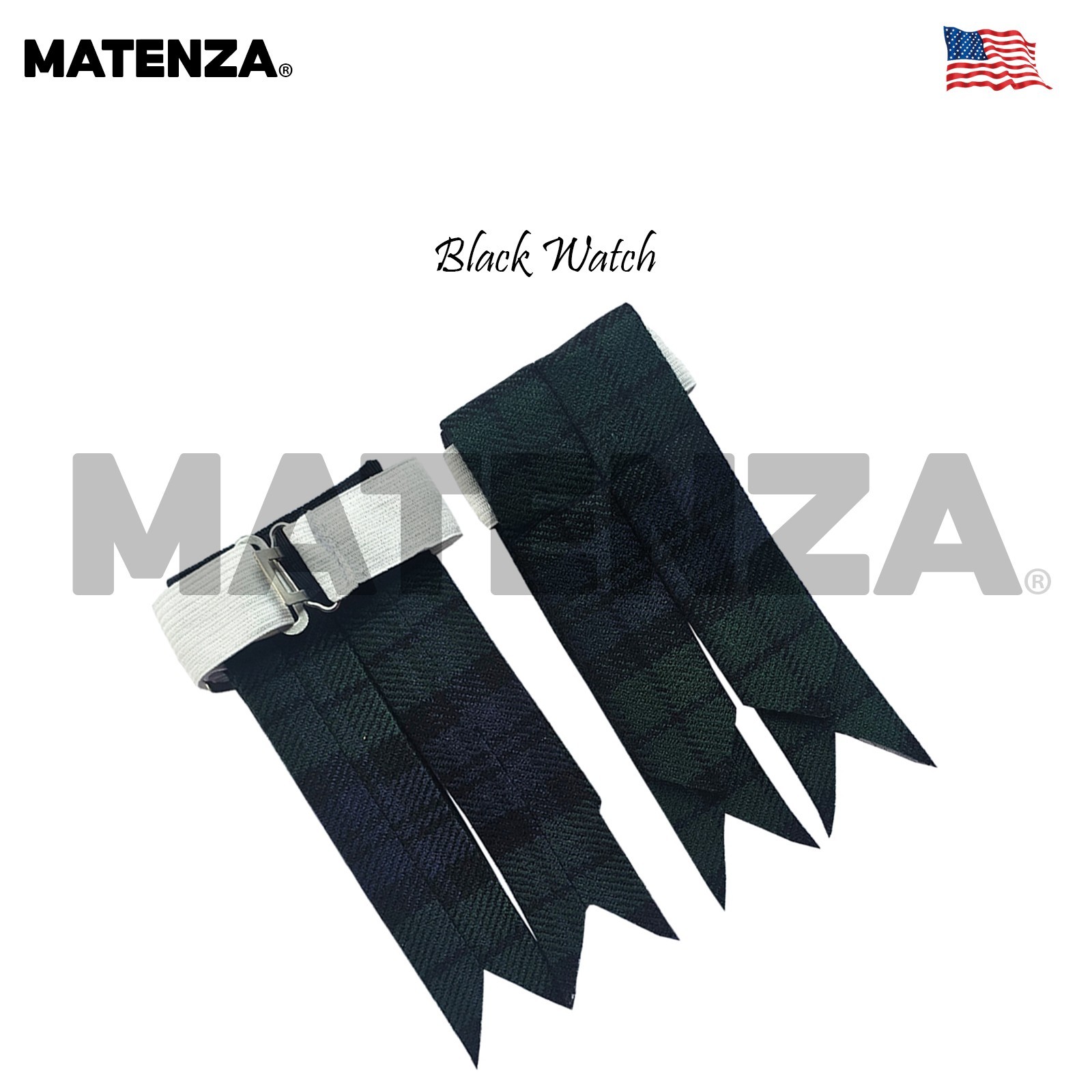 Black Watch Tartan Scottish Kilt Accessories 5Pc Highland Dress Set