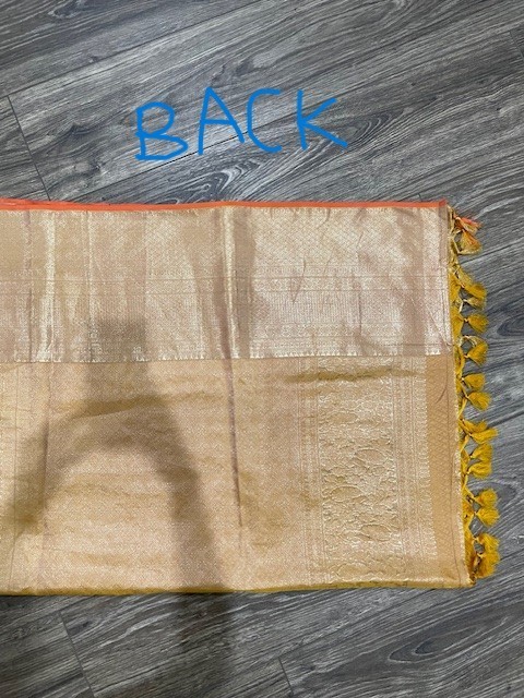 brocade banarasi double border mustard gold saree