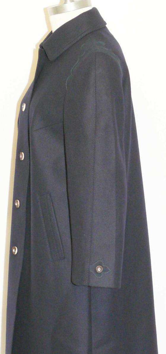 BLUE WOOL Winter Women Girl LONG Dress SHORT SLEEVE Trench Walk Jacket COAT 10 M