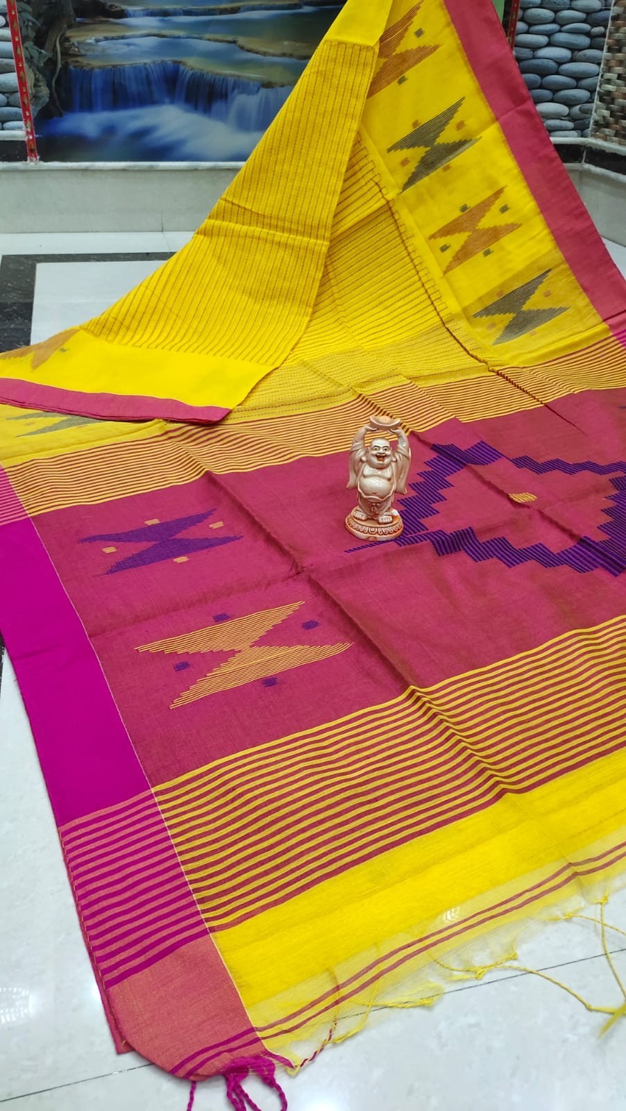 Cotton Silk Kantha Handloom Saree For Women Ethnic Wear With Bp