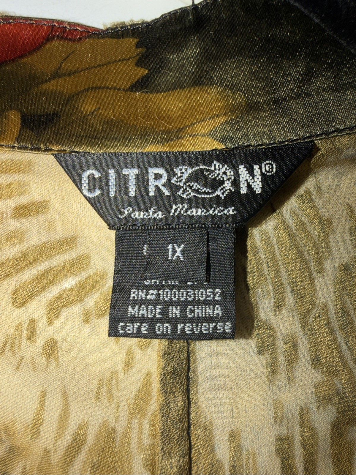 Citron Santa Monica Silk Burnout Kimono Cover Up Boho Art to Wear Women’s 1X