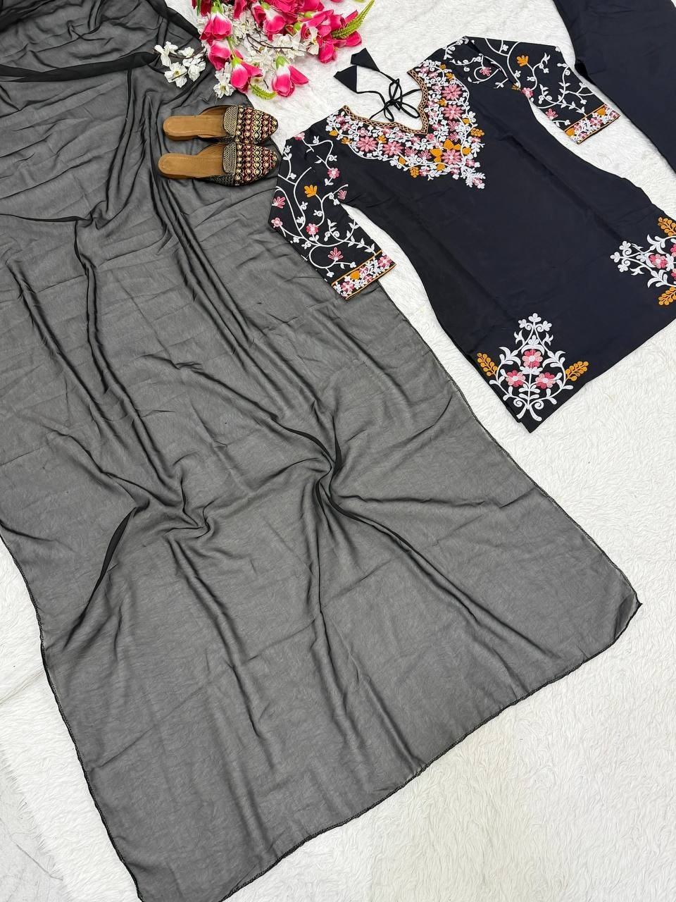 New Launching Heavy Roman Silk Black Salwar Kameez With Dupatta For Party Wear