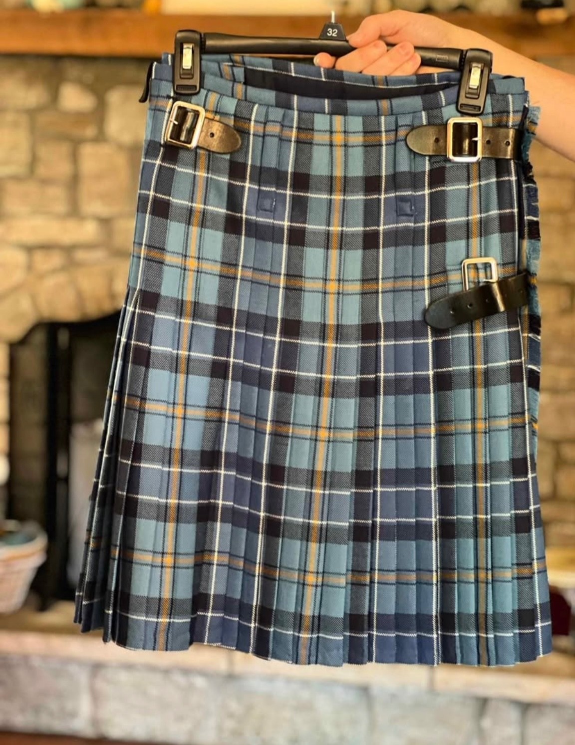 Custom Kilt – House of Edgar, blue plaid, wool,