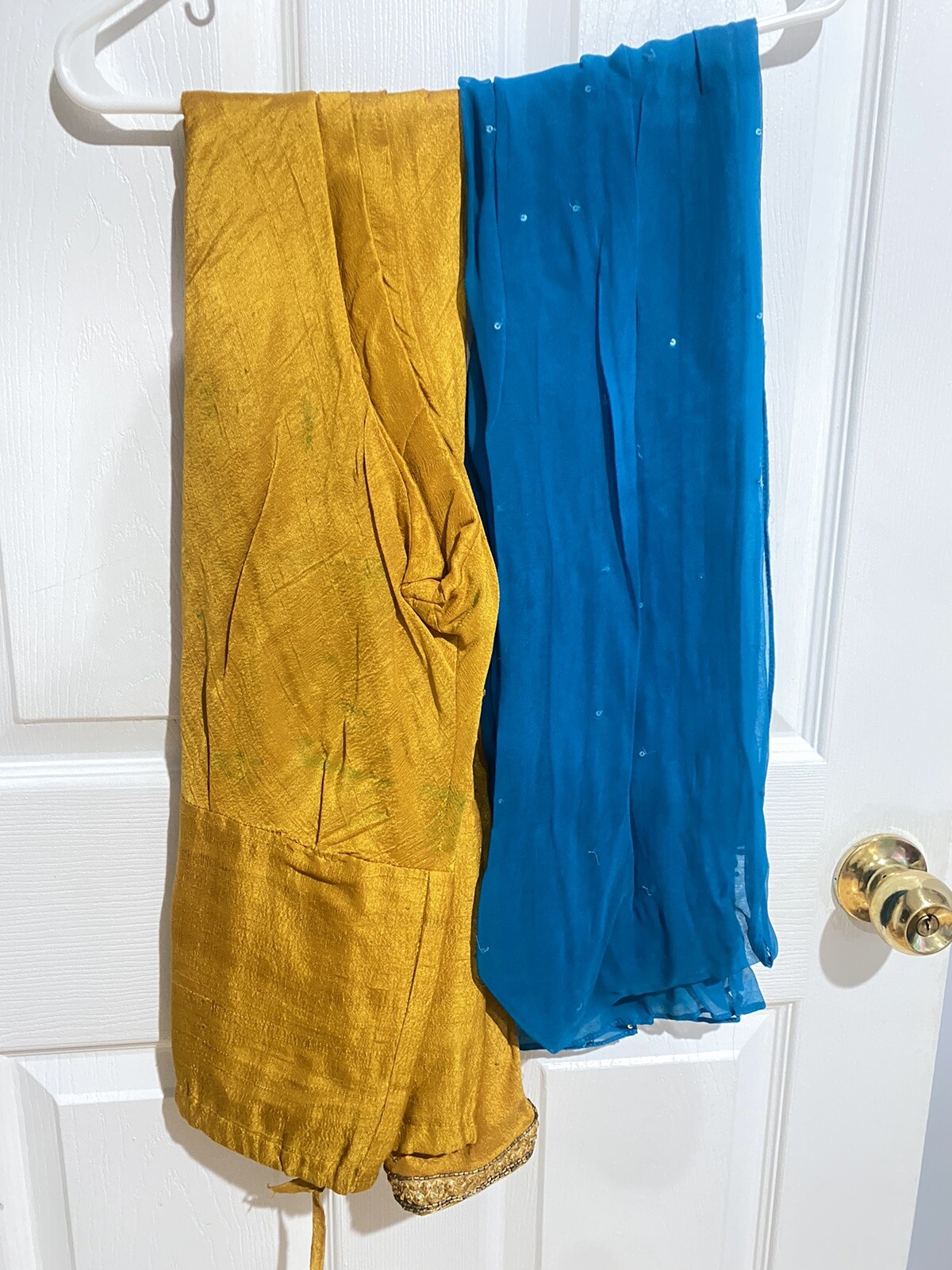 Pakistani Indian Designer Salwar Kameez Party Wear Yellow Gold Tone Blue Dress