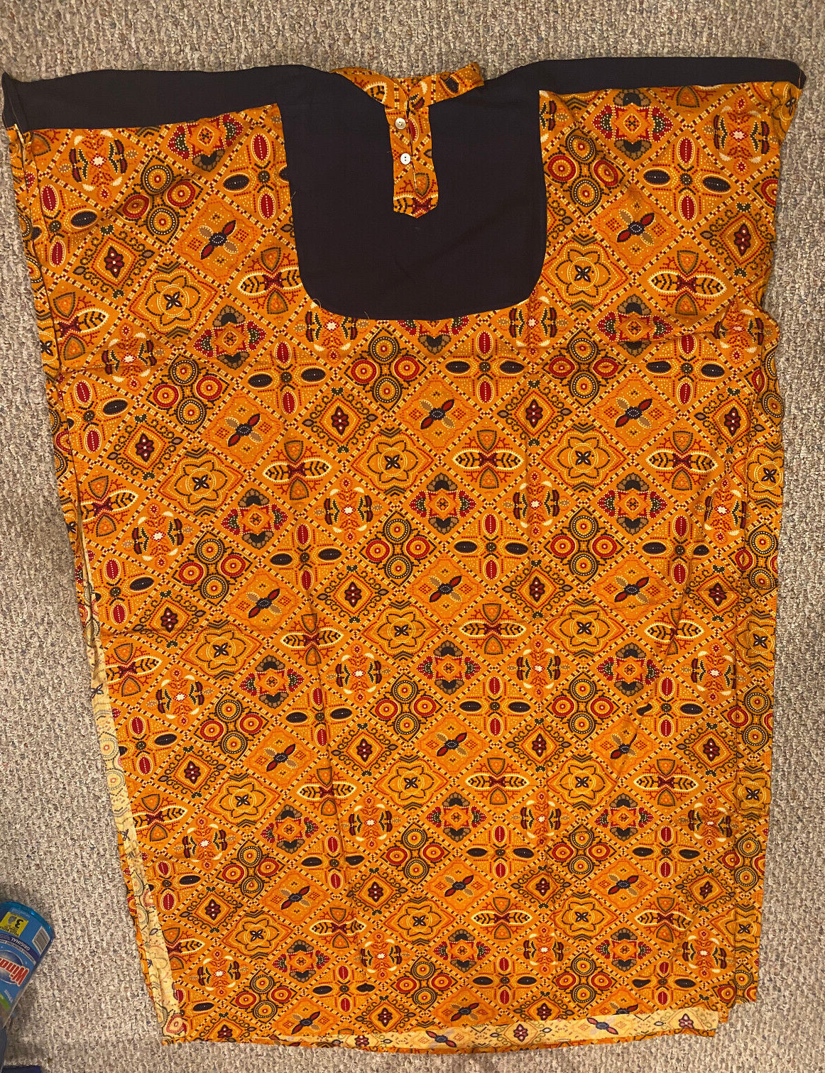 Kaftan Orange Black Geometrical Print Women’s Men’s Unisex Rayon Light Weight