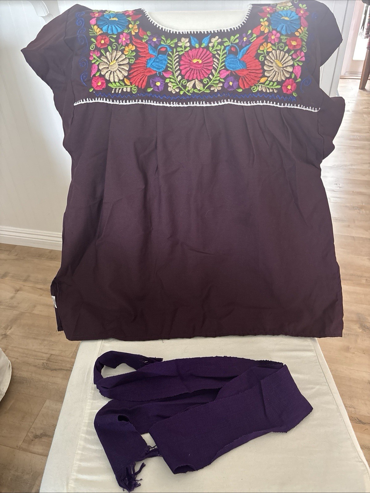 Colorful Embroidered Cotton/Rayon Mexican Blouse New/No Tags