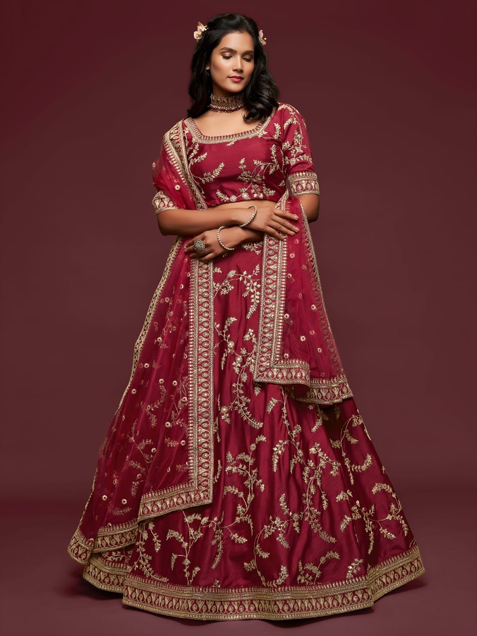 Luxury Bridal Lehenga Choli Art Silk Heavy Embroidery Wedding Wear