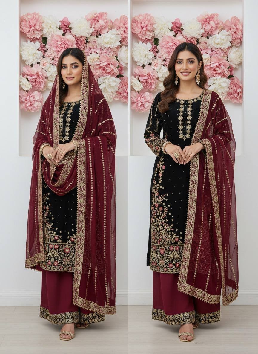 Heavy Reception Wear Heavy Fancy Micro Silk Salwar Kameez With Dupatta For Women