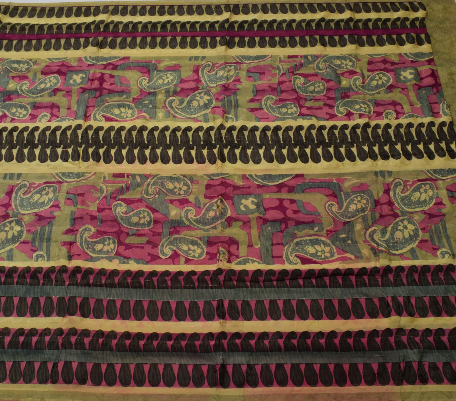 Sushila Vintage Multi-Color Sari Pure Georgette Silk Printed 5 YD Craft Fabric