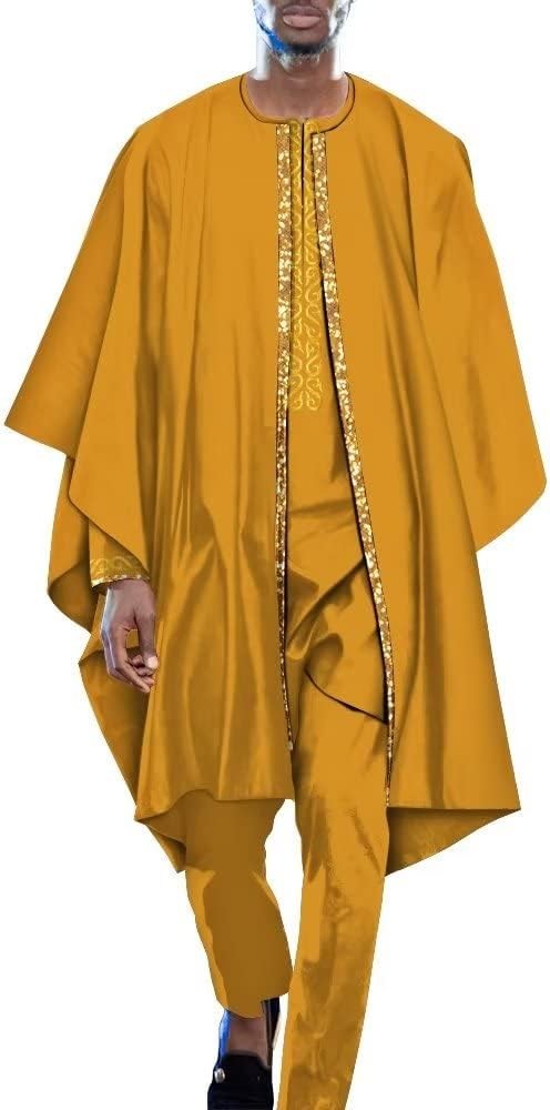 Dashiki Outfits Agbada Robe Suits 3 Piece Set