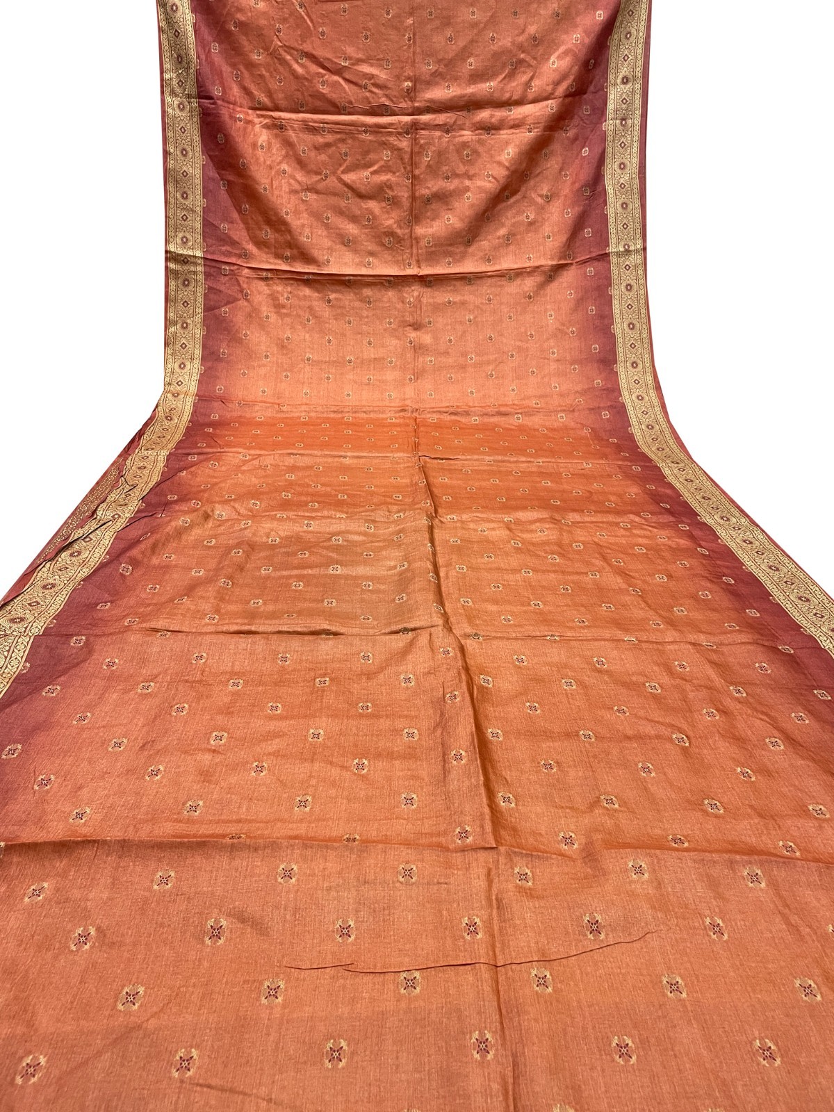 Vintage Tussar Silk Saree, Upcycled Printed Tussah Silk DIY Fabric TS1087