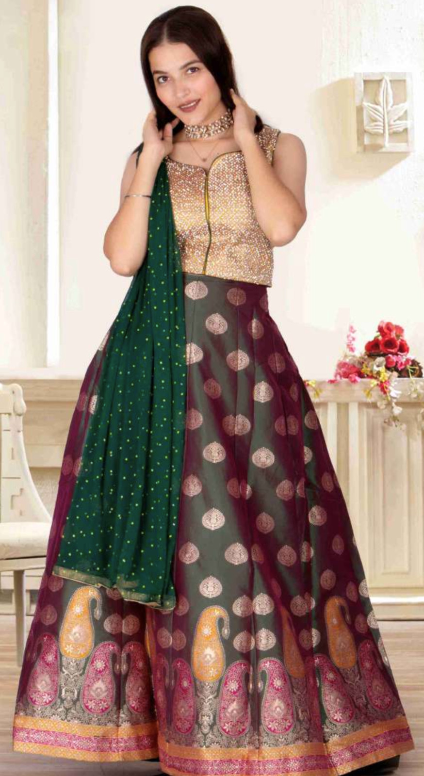 Readymade Light Weight Silk Lehenga with Choli & Dupatta Wedding Party Wear