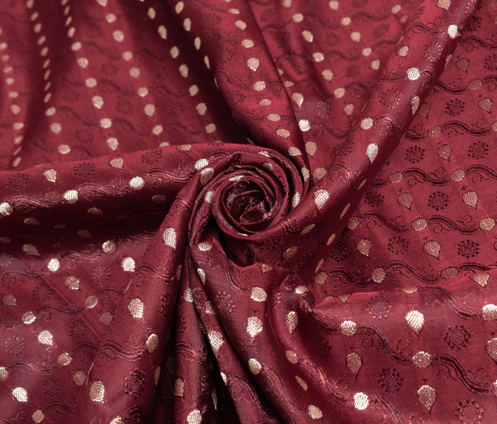 Sushila Vintage Heavy Saree Pure Satin Silk Banarasi Brocade Maroon Sari Fabric