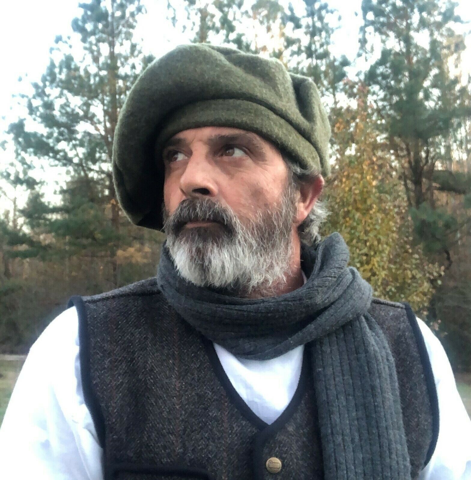 Green Wool Scot Bonnet Tam Hat Scottish Highlander Traditional Kilt Beret