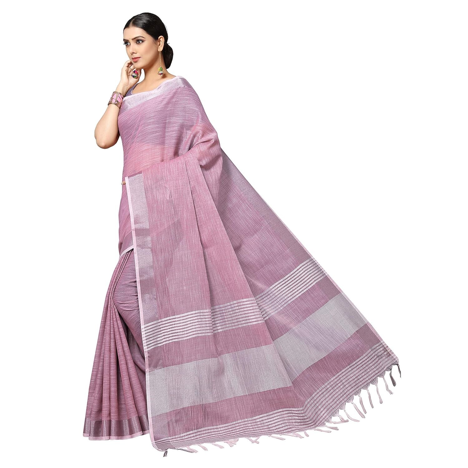 Women’s Jacquard Linen Saree With Unstitched Blouse Piece