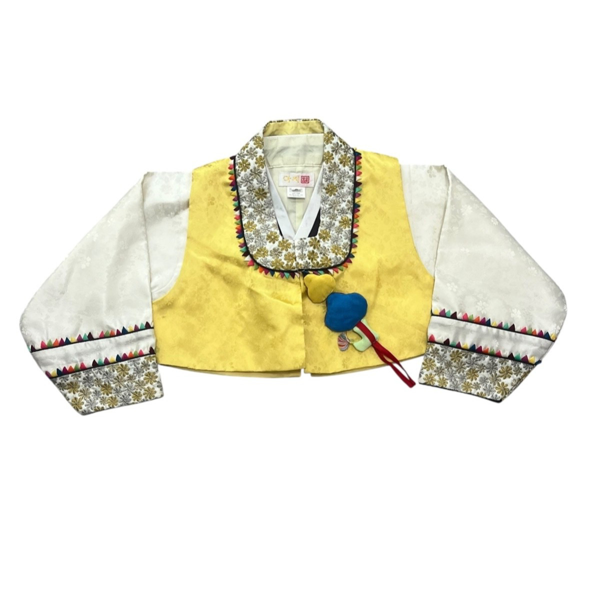 Hanbok Korean Jeojori Kids 3 Yellow White Multicolor Lotus & Butterfly