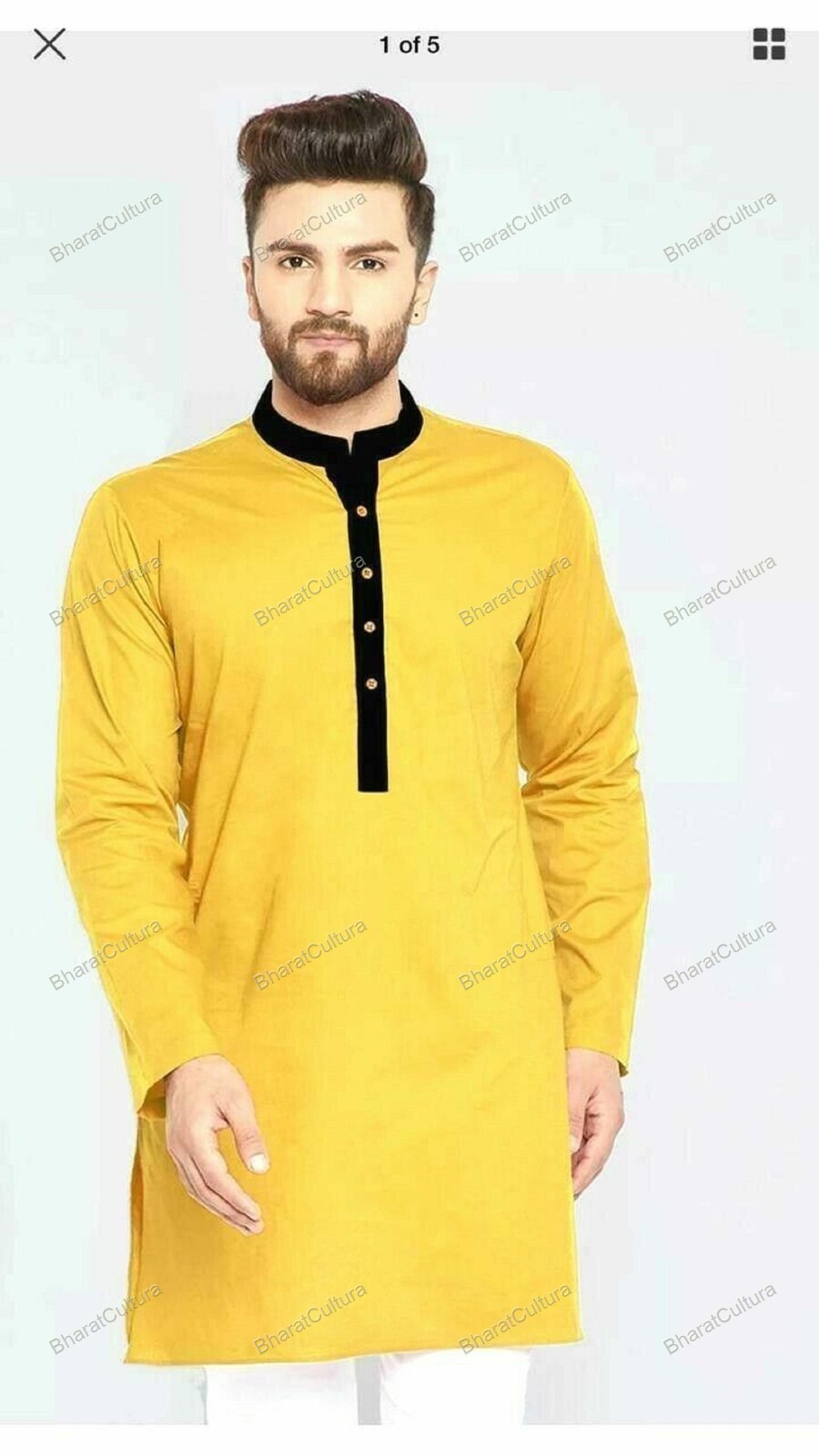 Mens Kurta Yellow Color Cotton Kurta For Men Boys Traditional Indian S/M/L/XL/XX