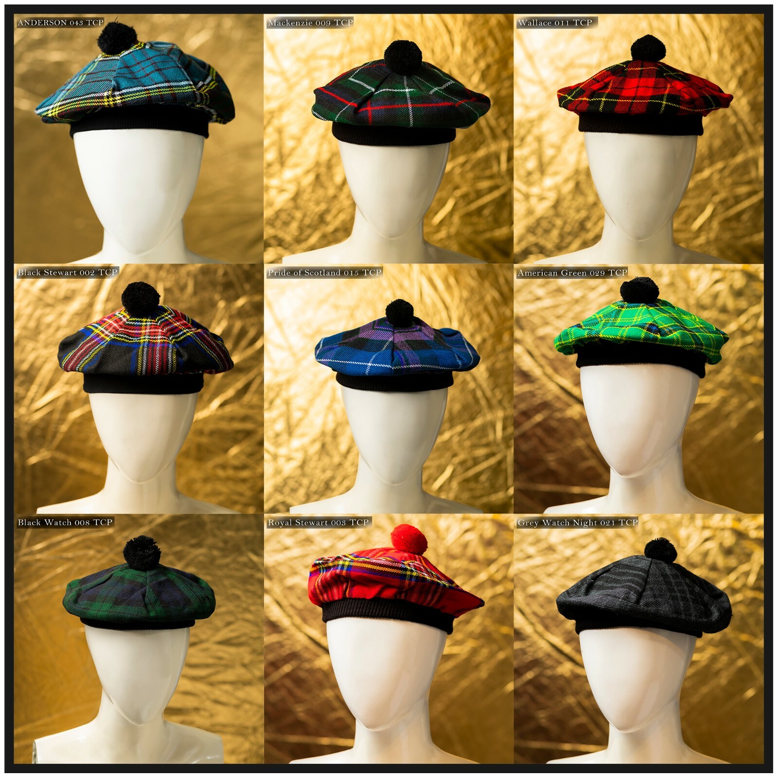 Scottish Traditional Tam o’ Shatner Tammy Hat Flat Bonnet Kilt Many Tartans