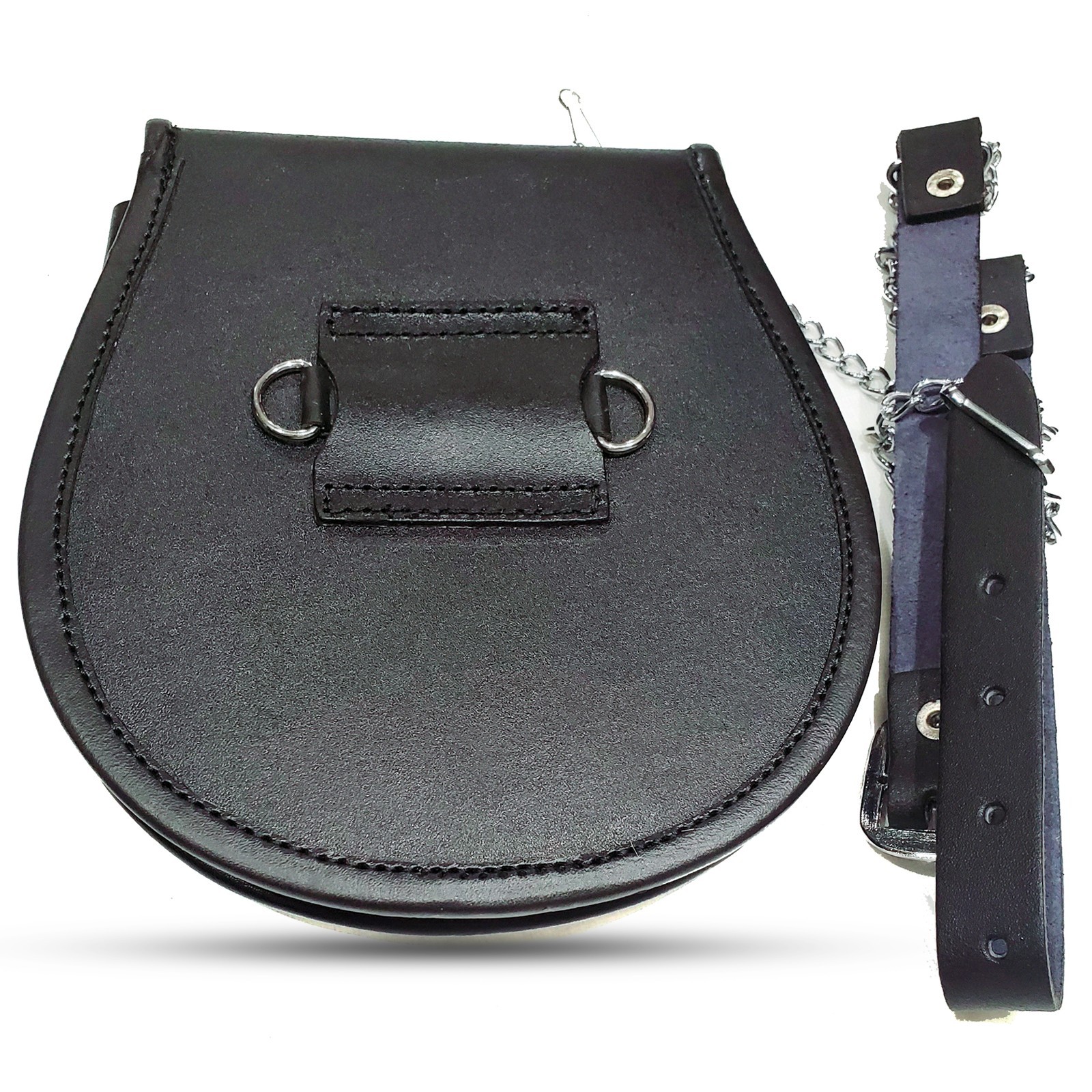 Scottish Black Leather Sporran Celtic Knot Kilt Pouch w/ Adjustable Belt