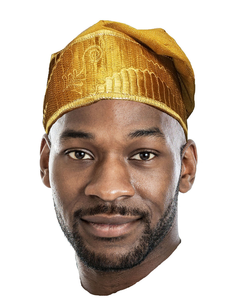 Gold Embroidered African Hand Woven ASO Oke Hat DPH490