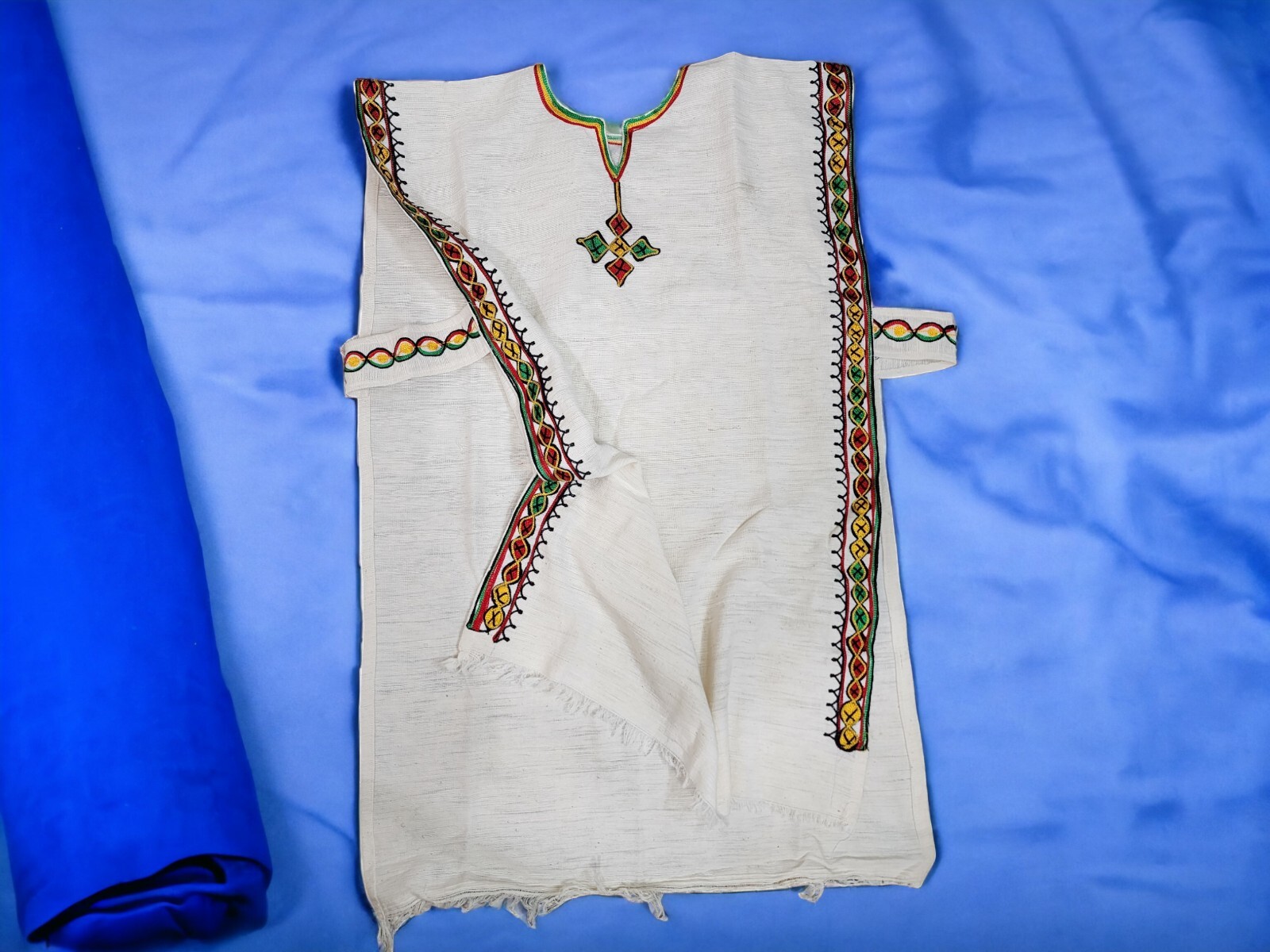 Ethiopian Traditional Embroidered Men’s Shirt Unique Fetele Handmade Top