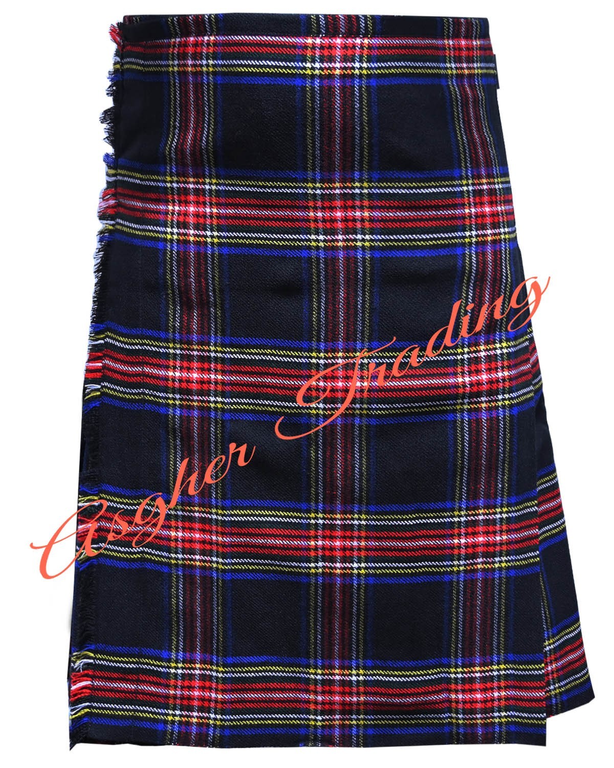 Clan Stewart Black Tartan 8 Yard Kilt – Men’s Traditional kilt & Custom Size
