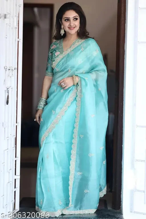 Women’s Organza Saree With Separate Blouse Piece