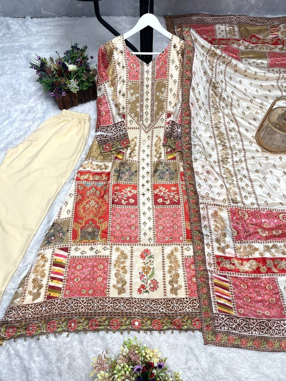 Indian Designer Beautiful Kurti Pant Set Bollywood Wear Salwar Kameez Suit Set